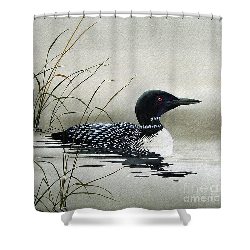 Loon Prints Shower Curtain featuring the painting Nature's Serenity by James Williamson