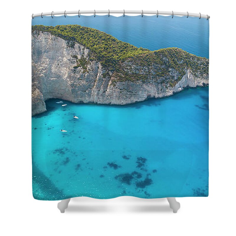 Greek Culture Shower Curtain featuring the photograph Navagio Beach - Shipwreck by Ultramarinfoto