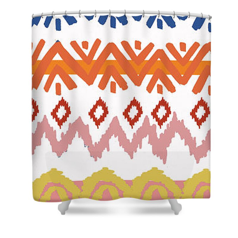 Navajo Shower Curtain featuring the digital art Southwest Pattern III by Nicholas Biscardi