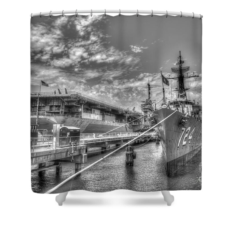Patriots Point Shower Curtain featuring the photograph Naval History by Dale Powell