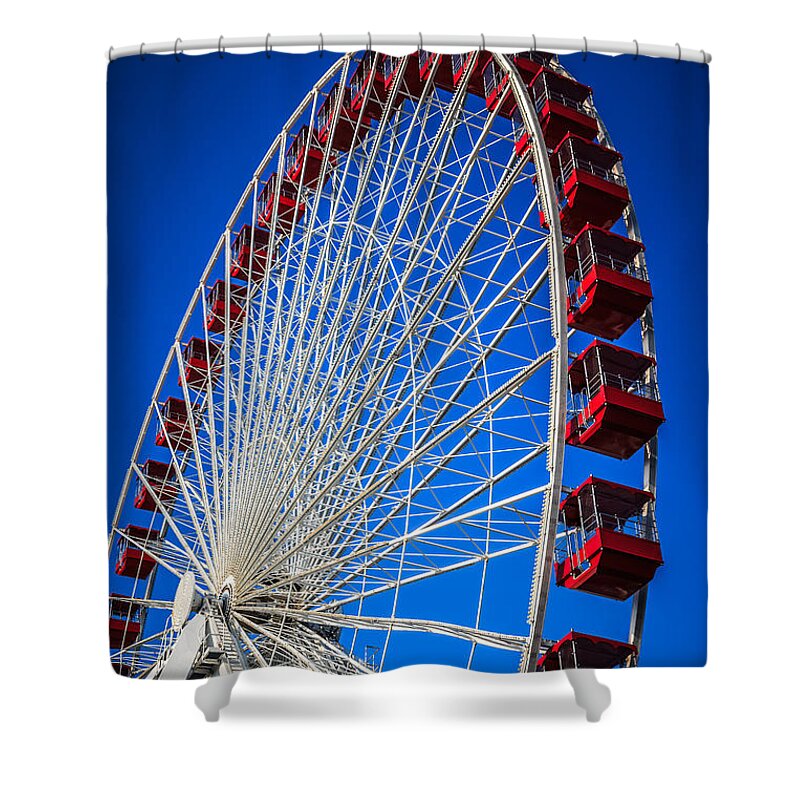 America Shower Curtain featuring the photograph Navy Pier Ferris Wheel in Chicago by Paul Velgos