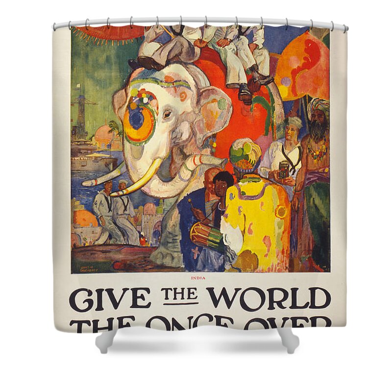 1919 Shower Curtain featuring the painting Navy Poster, 1919 by Granger