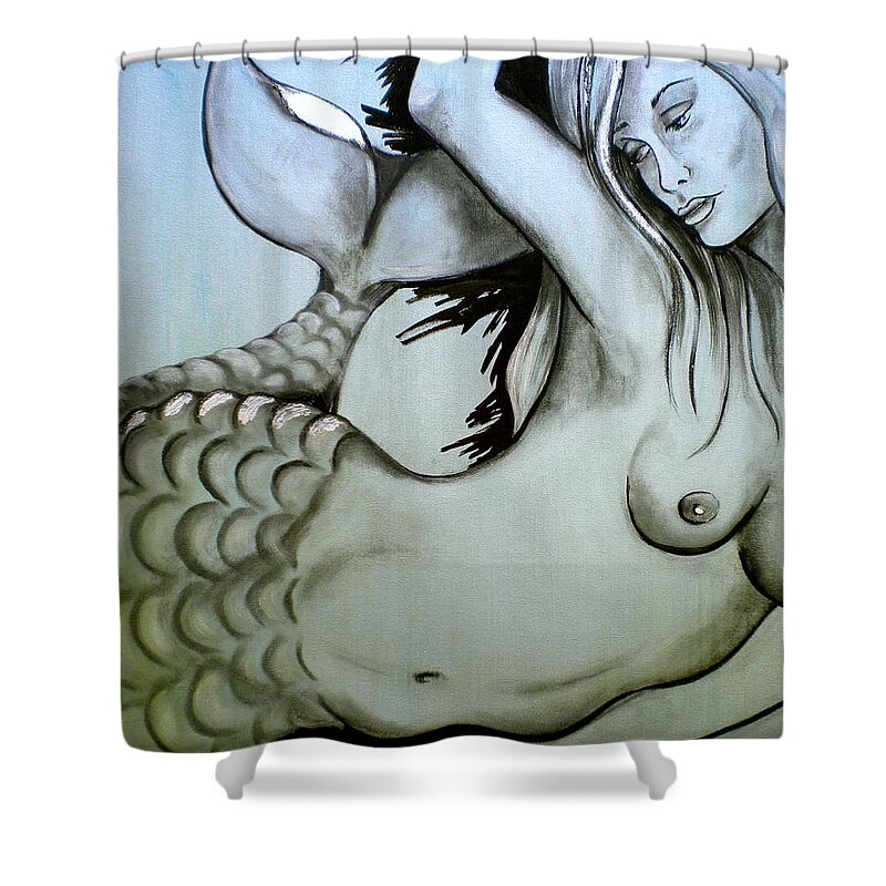 Mermaid Shower Curtain featuring the painting Nearly Naked Sea Pearl by Debi Starr