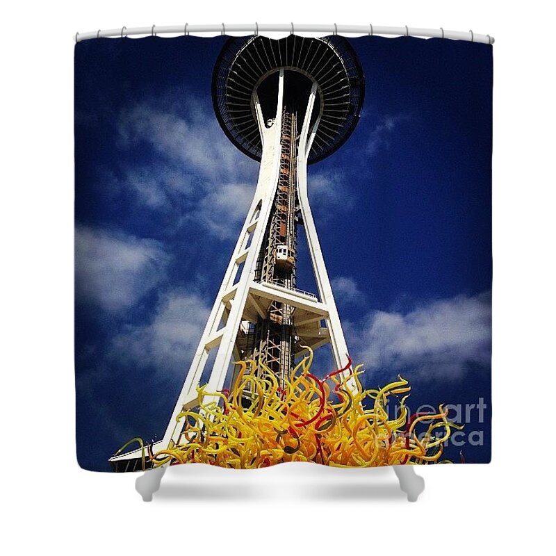 Space Needle Shower Curtain featuring the photograph Needle and Glass by Denise Railey