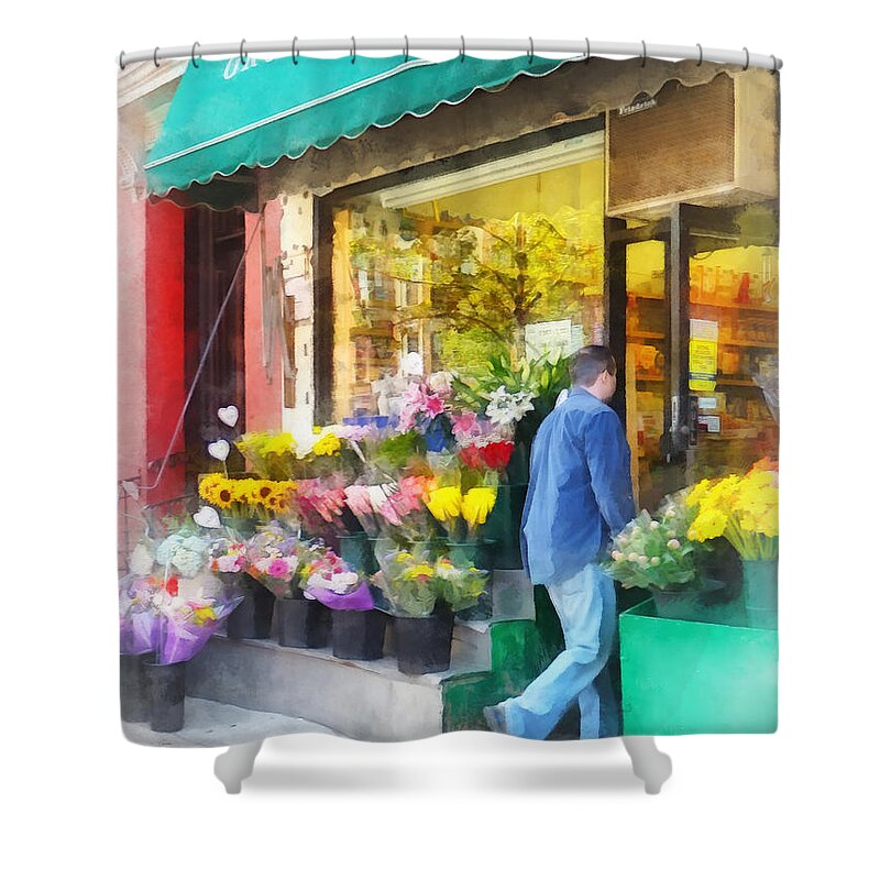 Flower Shop Shower Curtain featuring the photograph Hoboken NJ - Neighborhood Flower Shop by Susan Savad