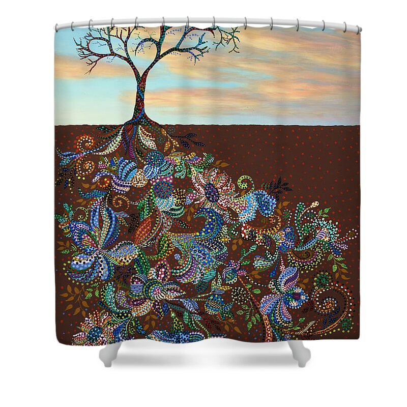 Tree Shower Curtain featuring the painting Neither Praise Nor Disgrace by James W Johnson