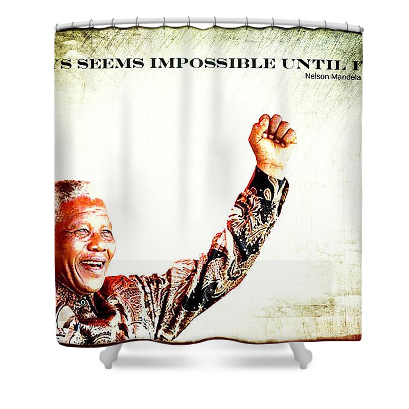 Nelson Mandela Shower Curtain featuring the photograph Nelson Mandela by Spikey Mouse Photography