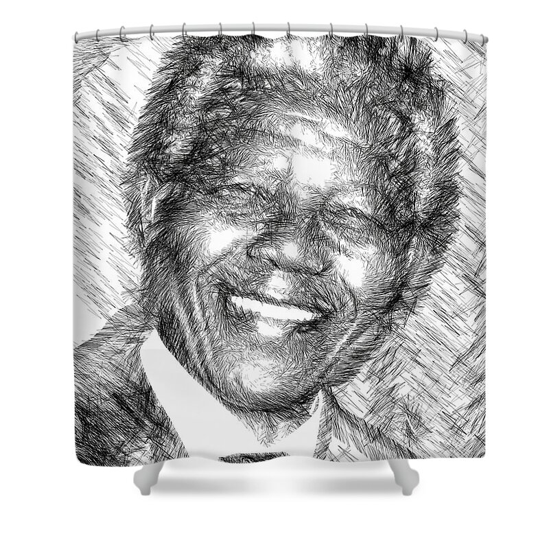Nelson Mandela Shower Curtain featuring the digital art Nelson Mandela by Rafael Salazar