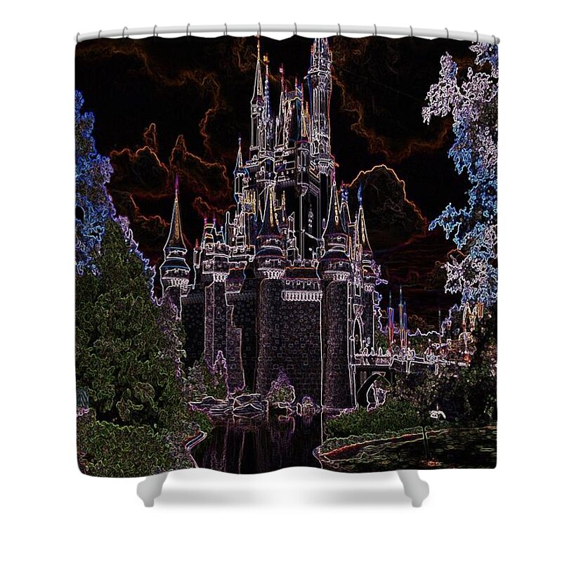 Castle Shower Curtain featuring the photograph Neon Castle by Eric Liller