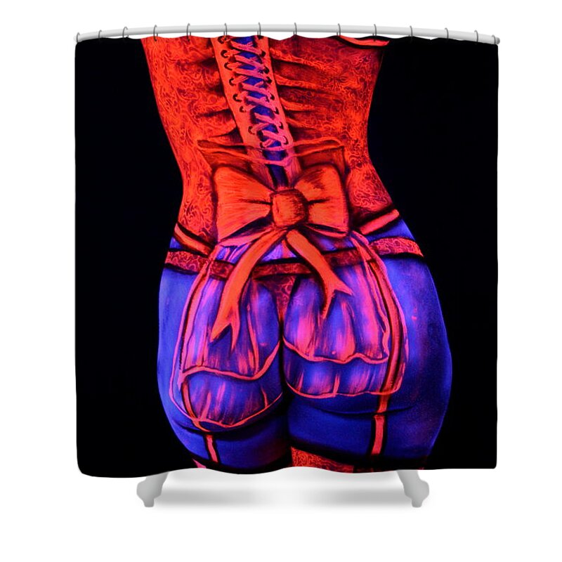 Bodypaint Shower Curtain featuring the photograph Neon Dream I by Angela Rene Roberts and Cully Firmin