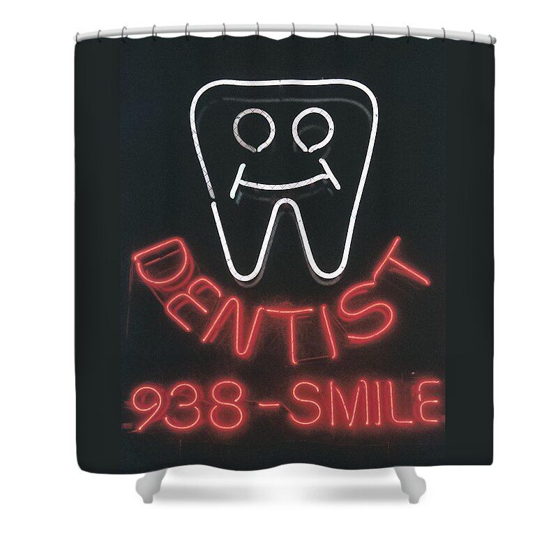 Dentist Shower Curtain featuring the photograph Neon Smile by Caitlyn Grasso