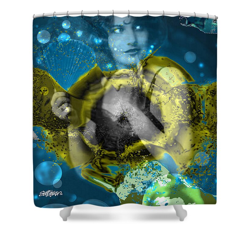 Neptune's Daughter Shower Curtain featuring the digital art Neptune's Daughter by Seth Weaver