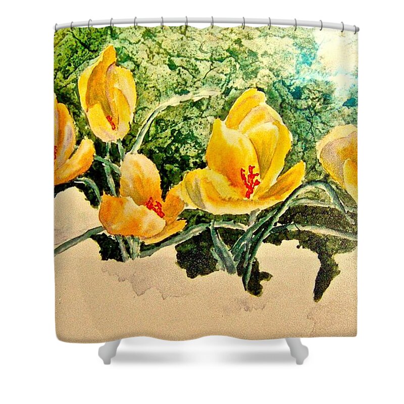 Watercolor Shower Curtain featuring the painting New beginnings by Carolyn Rosenberger
