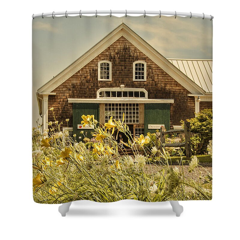 Architecture Shower Curtain featuring the photograph New England Farmhouse by Juli Scalzi