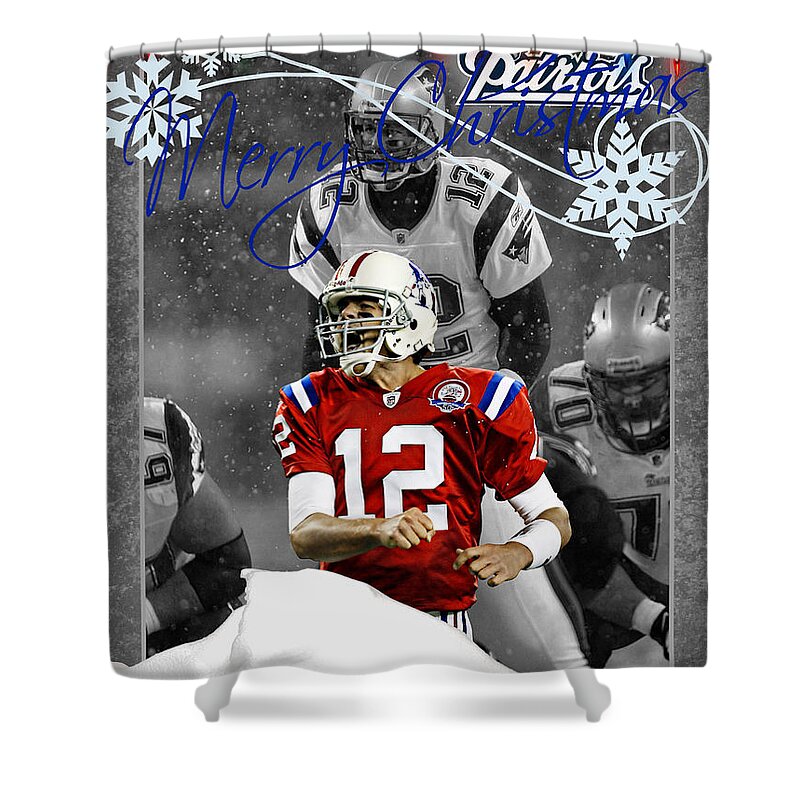 Patriots Shower Curtain featuring the photograph New England Patriots Christmas Card by Joe Hamilton