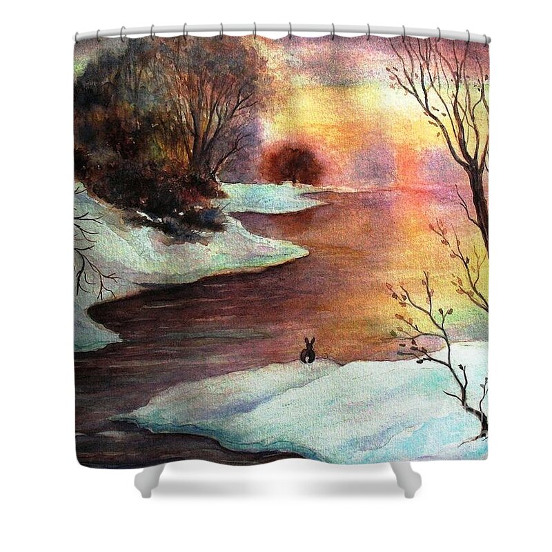 Trees Shower Curtain featuring the painting New Every Morning by Hazel Holland