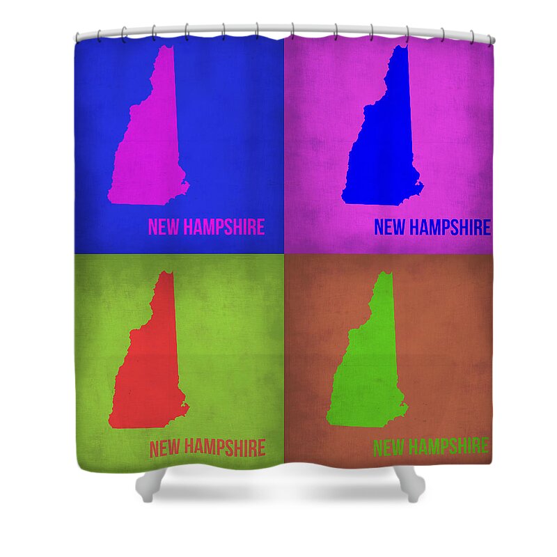 New Hampshire Map Shower Curtain featuring the painting New Hampshire Pop Art Map 1 by Naxart Studio