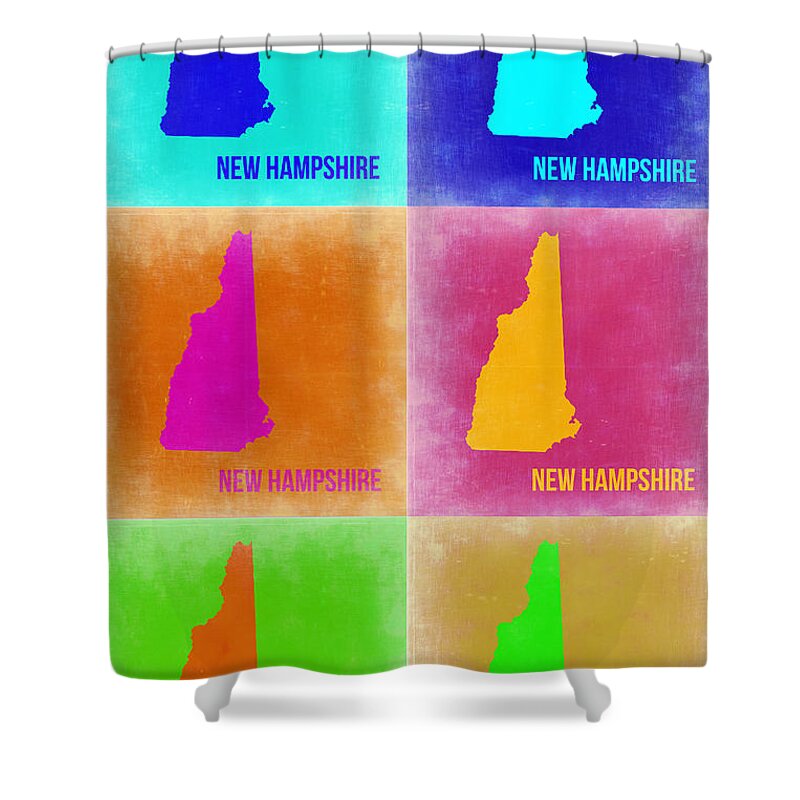 New Hampshire Map Shower Curtain featuring the painting New Hampshire Pop Art Map 2 by Naxart Studio