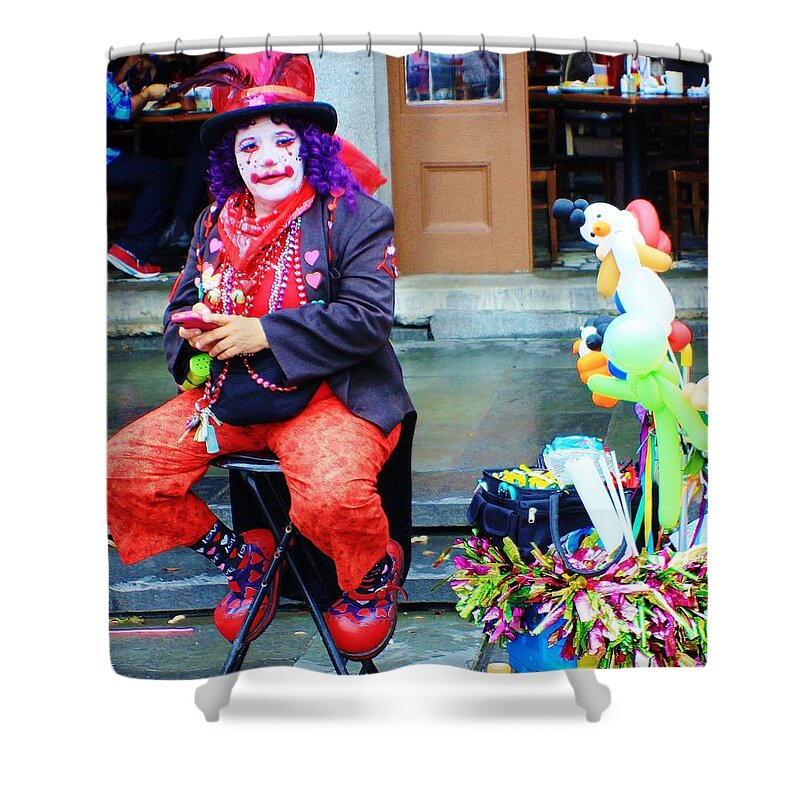 Circus Shower Curtain featuring the photograph New Orleans Clown by Iryna Goodall