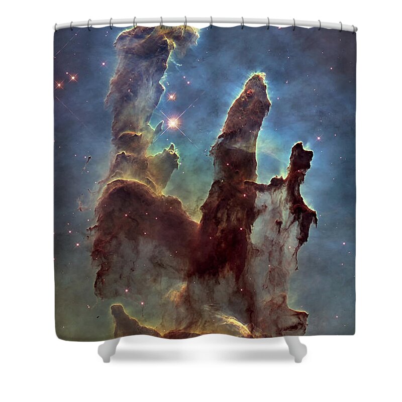 3scape Shower Curtain featuring the photograph Hubble Pillars of Creation HD Tall by Adam Romanowicz