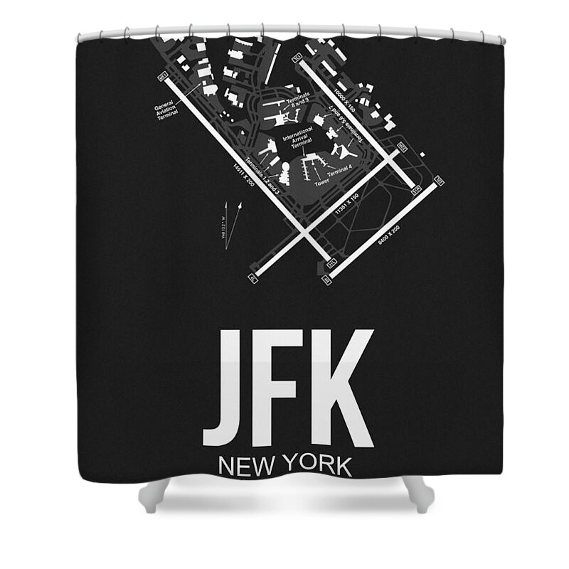 New York Shower Curtain featuring the digital art New York Airport Poster 1 by Naxart Studio