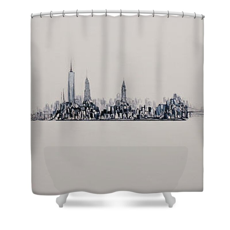 Painting Shower Curtain featuring the painting New York City 2013 Skyline, by Jack Diamond