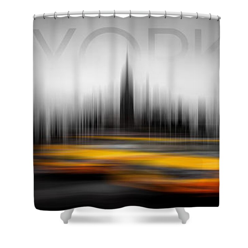 Abstract Photography Shower Curtain featuring the photograph New York City Cabs Abstract by Az Jackson