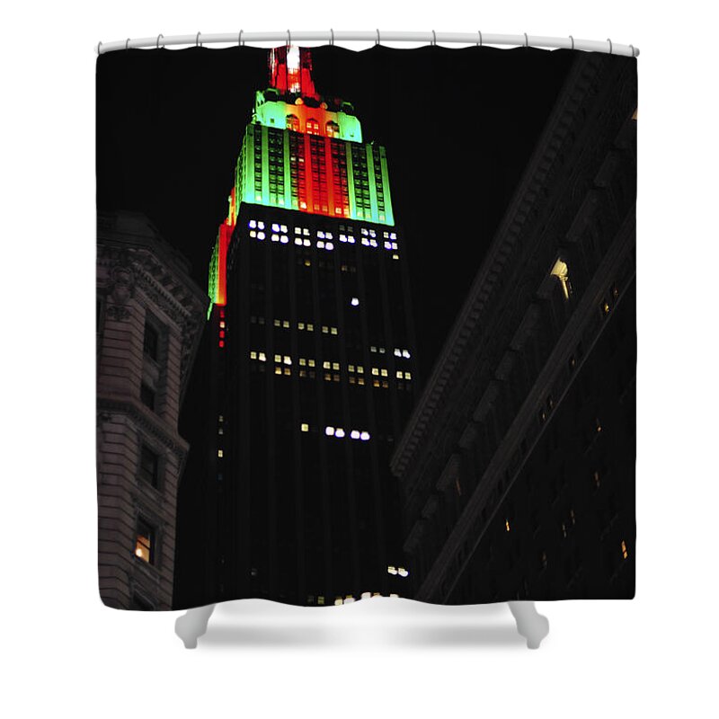 New York City Christmas Empire State Building Shower Curtain featuring the photograph New York City Christmas Empire State Building by Terry DeLuco
