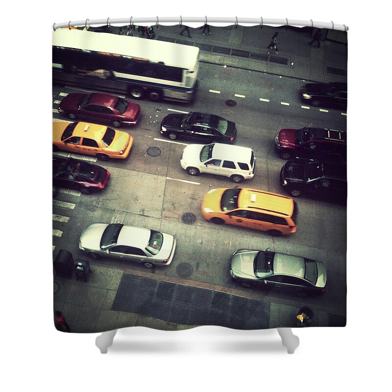 Land Vehicle Shower Curtain featuring the photograph New York City Traffic by Lasse Kristensen
