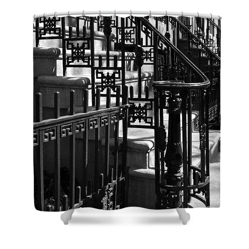 Stairway Shower Curtain featuring the photograph New York City Wrought Iron by Rona Black