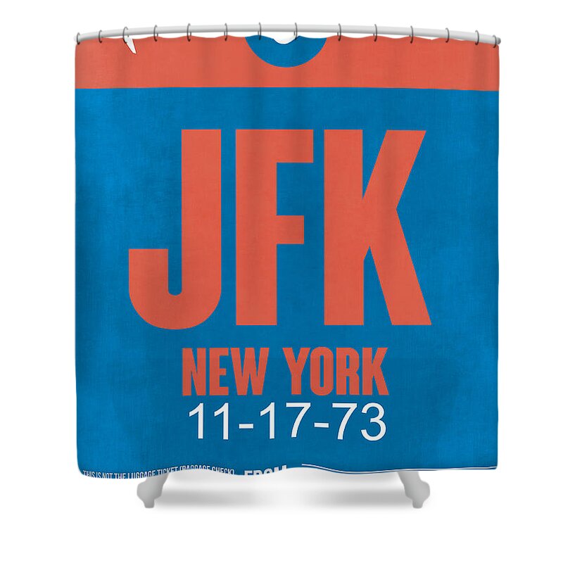 New York Shower Curtain featuring the digital art New York Luggage Tag Poster 1 by Naxart Studio