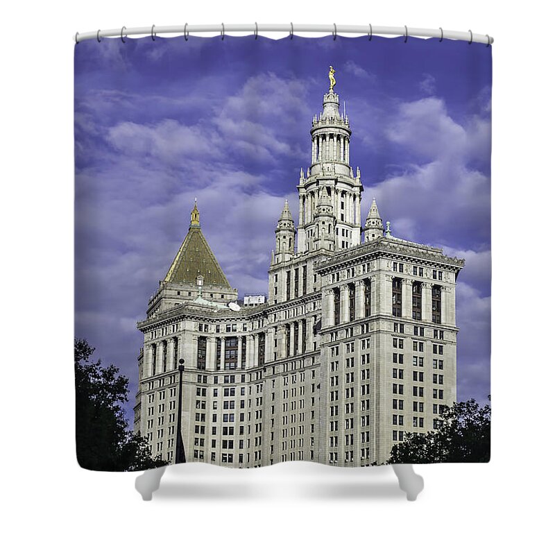 New York Shower Curtain featuring the photograph New York Municipal Building by Jatin Thakkar