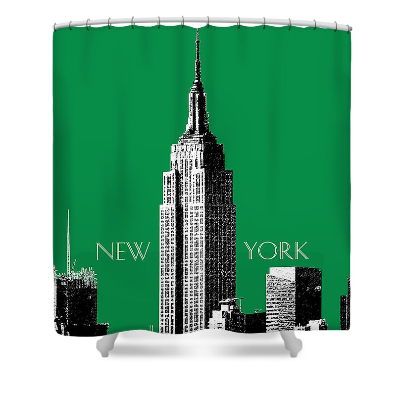 Architecture Shower Curtain featuring the digital art New York Skyline Empire State Building - Forest Green by DB Artist