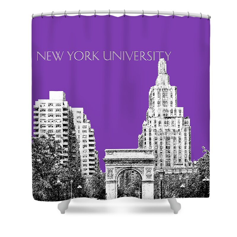 University Shower Curtain featuring the digital art New York University - Washington Square Park - Purple by DB Artist