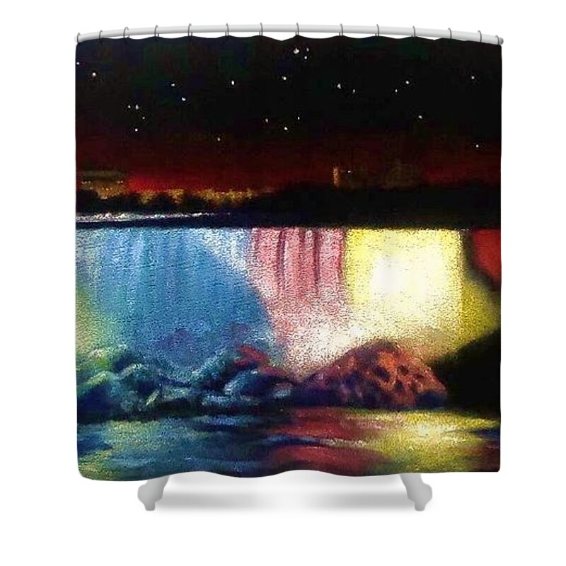 Niagara Falls Shower Curtain featuring the painting Niagara Falls by Thomas Kolendra