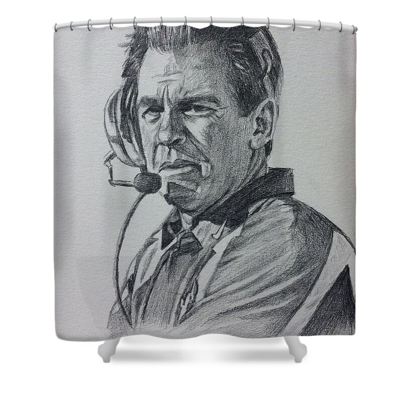  Shower Curtain featuring the painting Nick saban 6 by Hae Kim