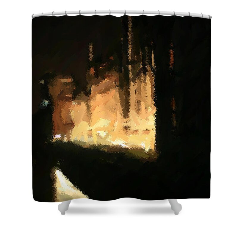 London Shower Curtain featuring the pastel London At Night #8 by Doc Braham