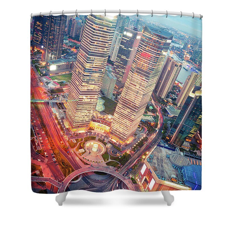 Chinese Culture Shower Curtain featuring the photograph Night City by Fzant