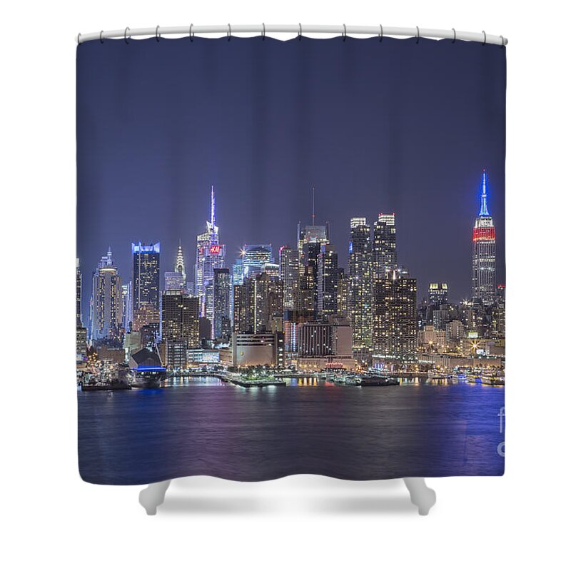 New York Shower Curtain featuring the photograph Night Jewels by Evelina Kremsdorf