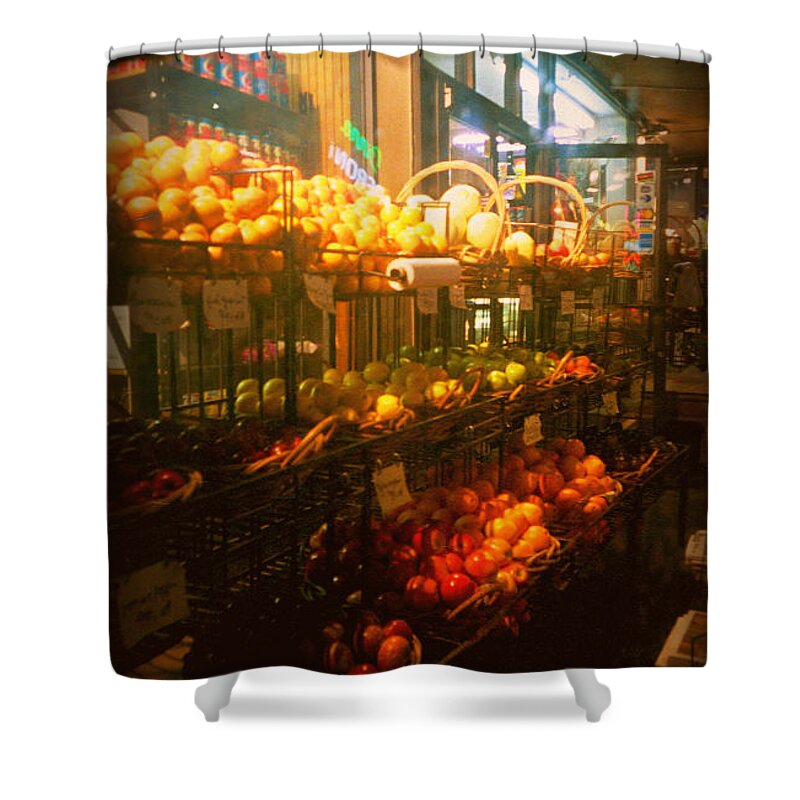  Shower Curtain featuring the photograph Night Market by Miriam Danar