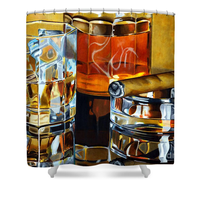 Whiskey Shower Curtain featuring the drawing Nightcap 2 by Cory Still