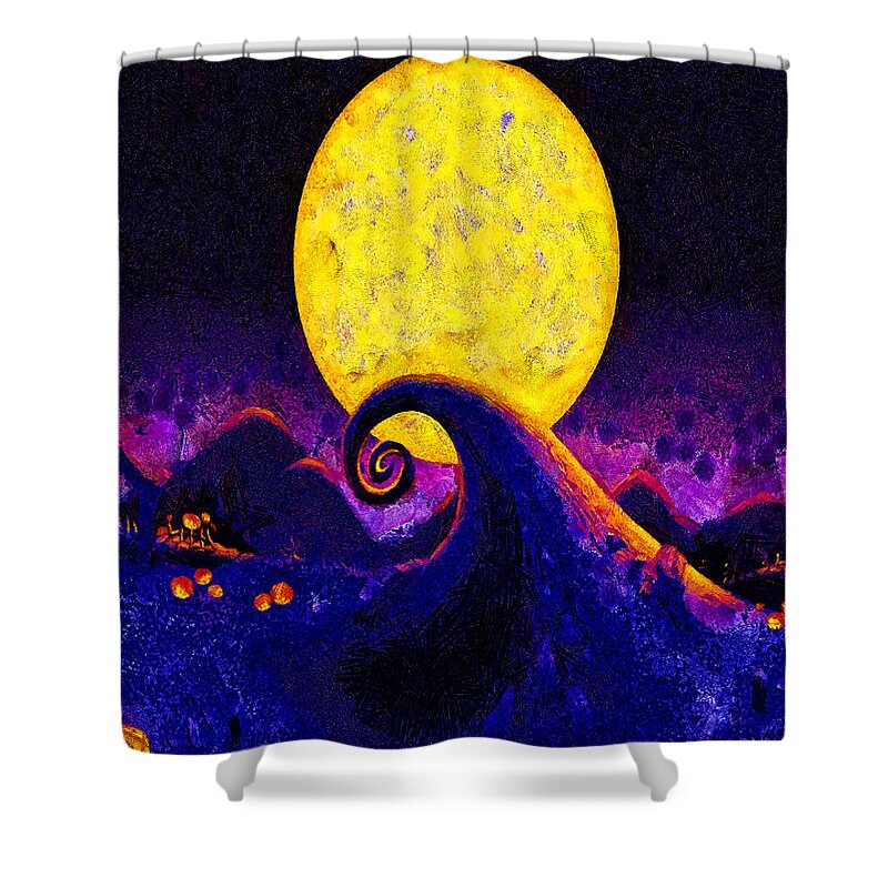 Midnight Streets Shower Curtain featuring the painting Nightmare Before Christmas by Joe Misrasi