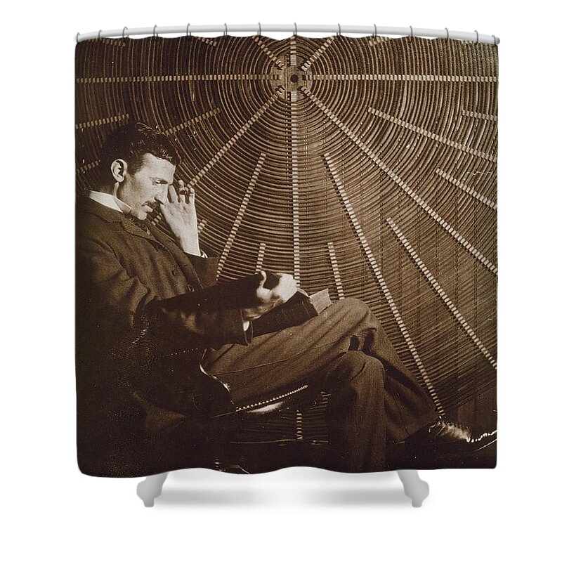 1895 Shower Curtain featuring the photograph Nikola Tesla by Granger