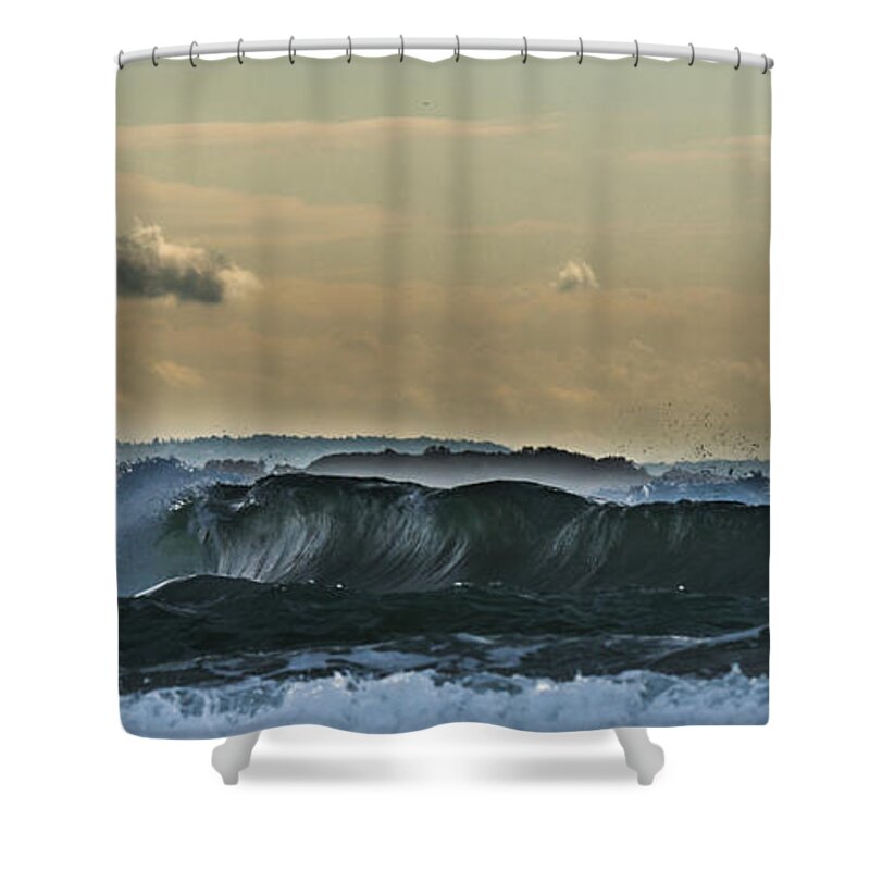 Seascape Coastal Storm Shower Curtain featuring the photograph Ninth Wave Mediterranean by Michael Goyberg