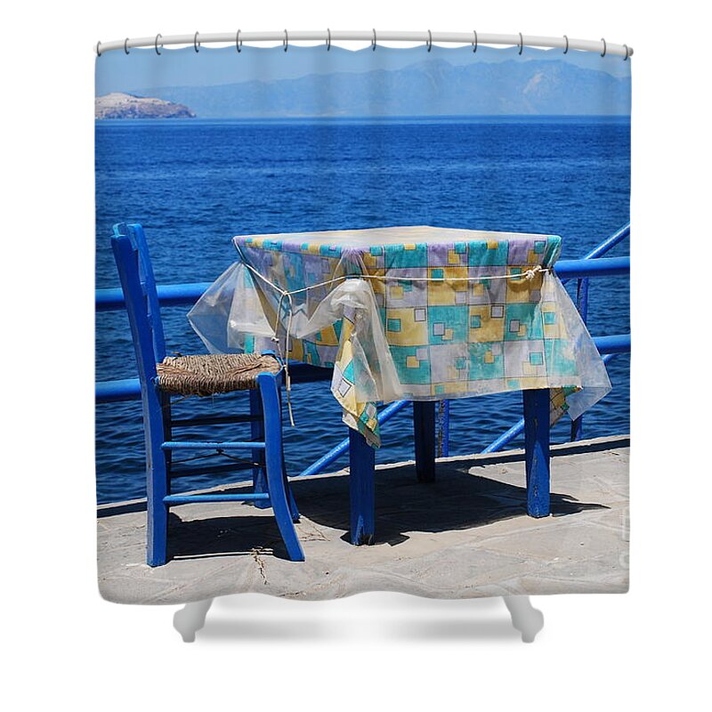 Nisyros Shower Curtain featuring the photograph Nisyros taverna by David Fowler