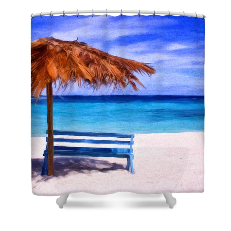 Umbrella Shower Curtain featuring the painting No Coronas by Michael Pickett