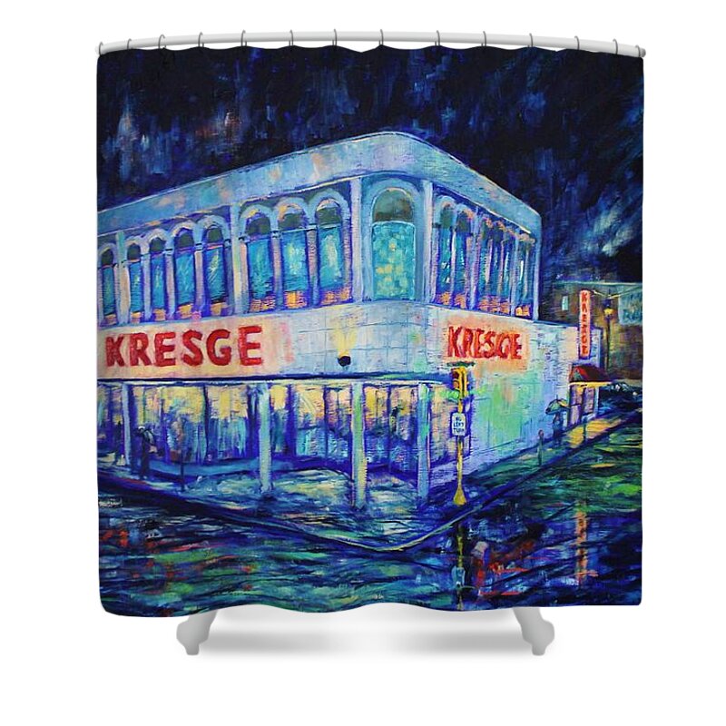Sheboygan Shower Curtain featuring the painting No Left Turn by Daniel W Green