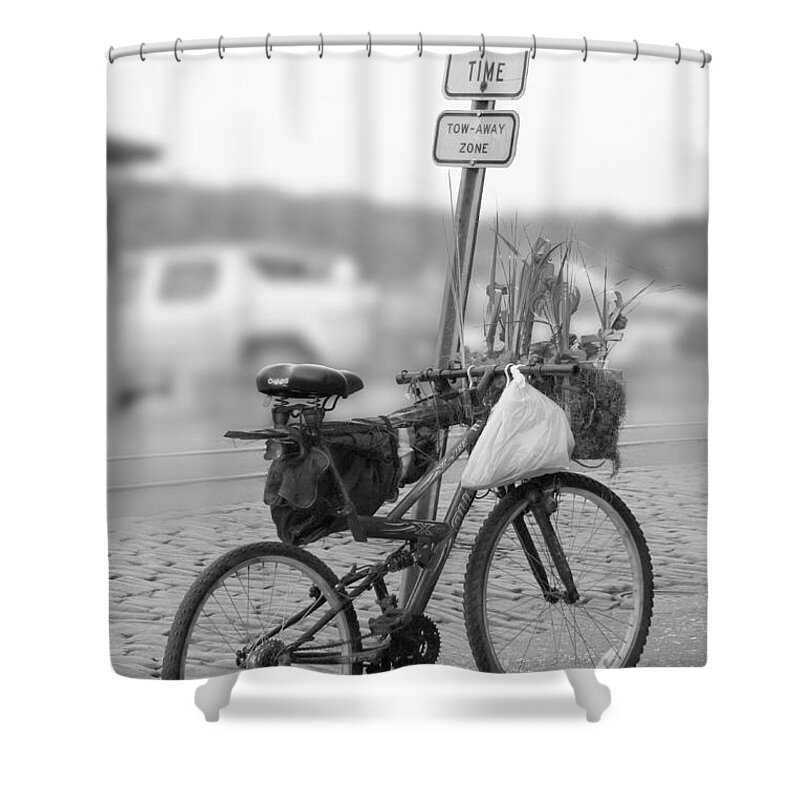 Bike Shower Curtain featuring the photograph No Parking by Mike McGlothlen