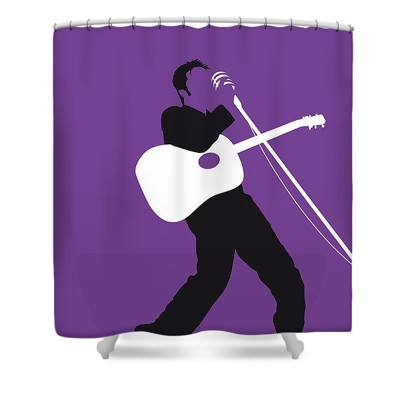 Elvis Shower Curtain featuring the digital art No021 MY ELVIS Minimal Music poster by Chungkong Art