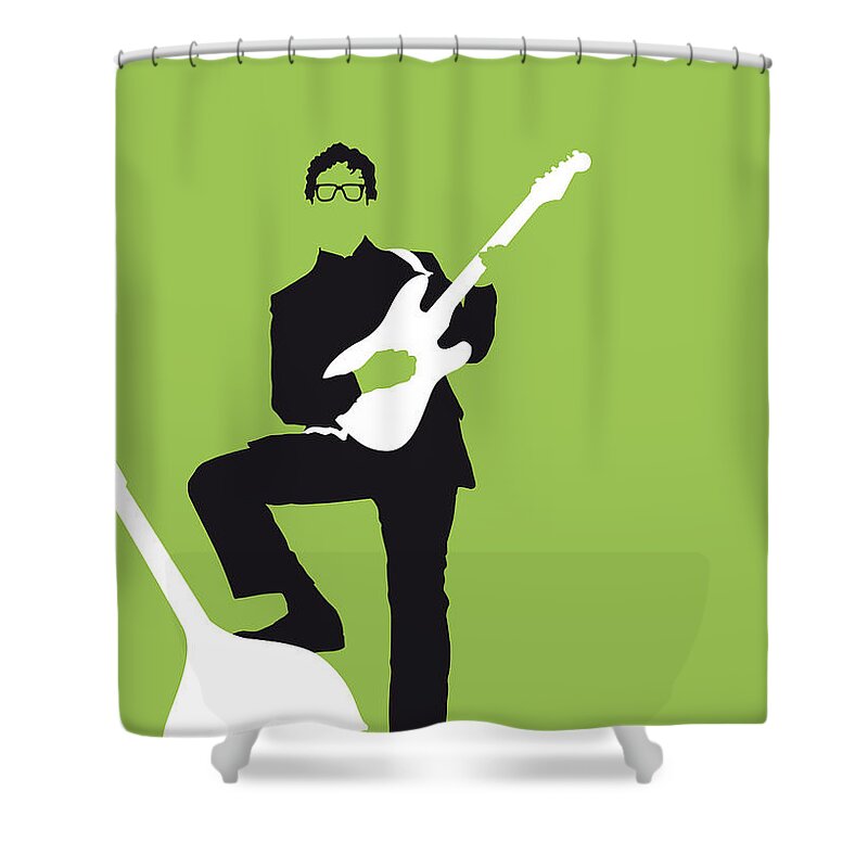 Buddy Shower Curtain featuring the digital art No056 MY BUDDY HOLLY Minimal Music poster by Chungkong Art